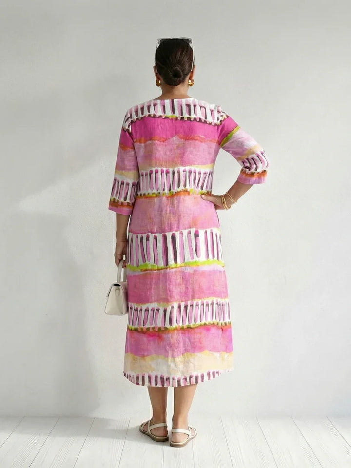 Calla | Easy Flow Patterned Stripe Midi Dress