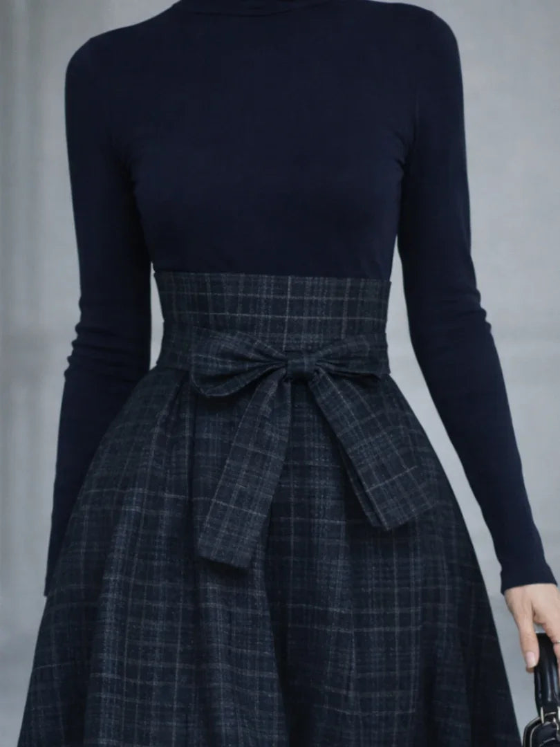 Elena | Knit Top and Plaid Maxi Skirt Set